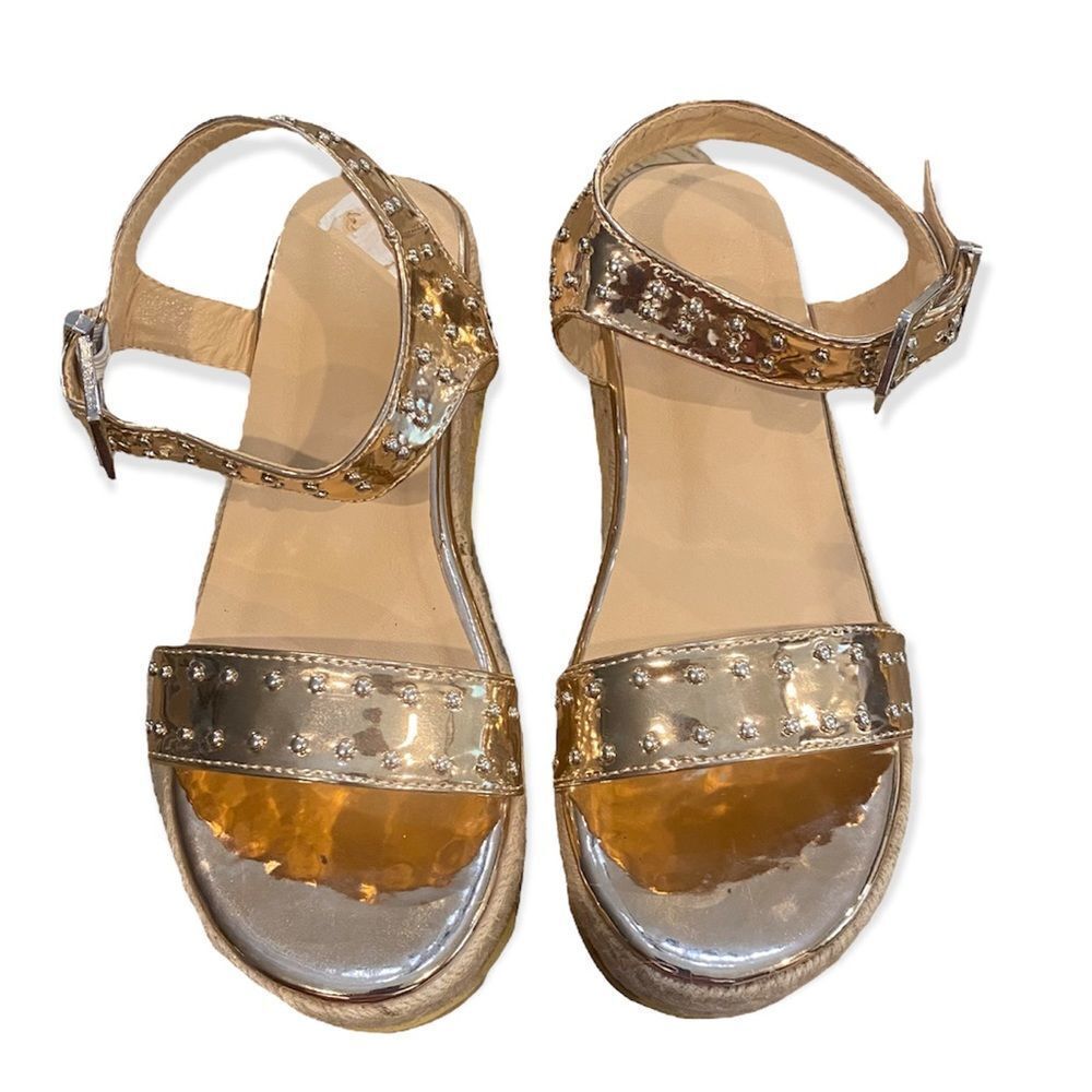 Pink Metallic Open Toe Strap Platform Boutique Summer Espadrille Sandals